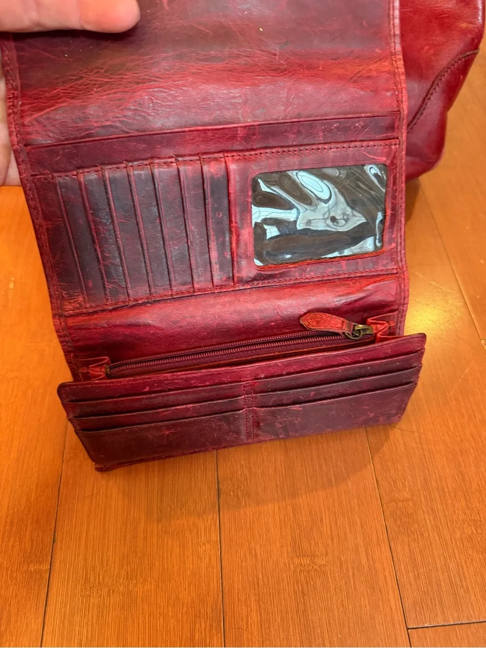 Frye Red Leather Shoulder Hobo with Matching Wallet